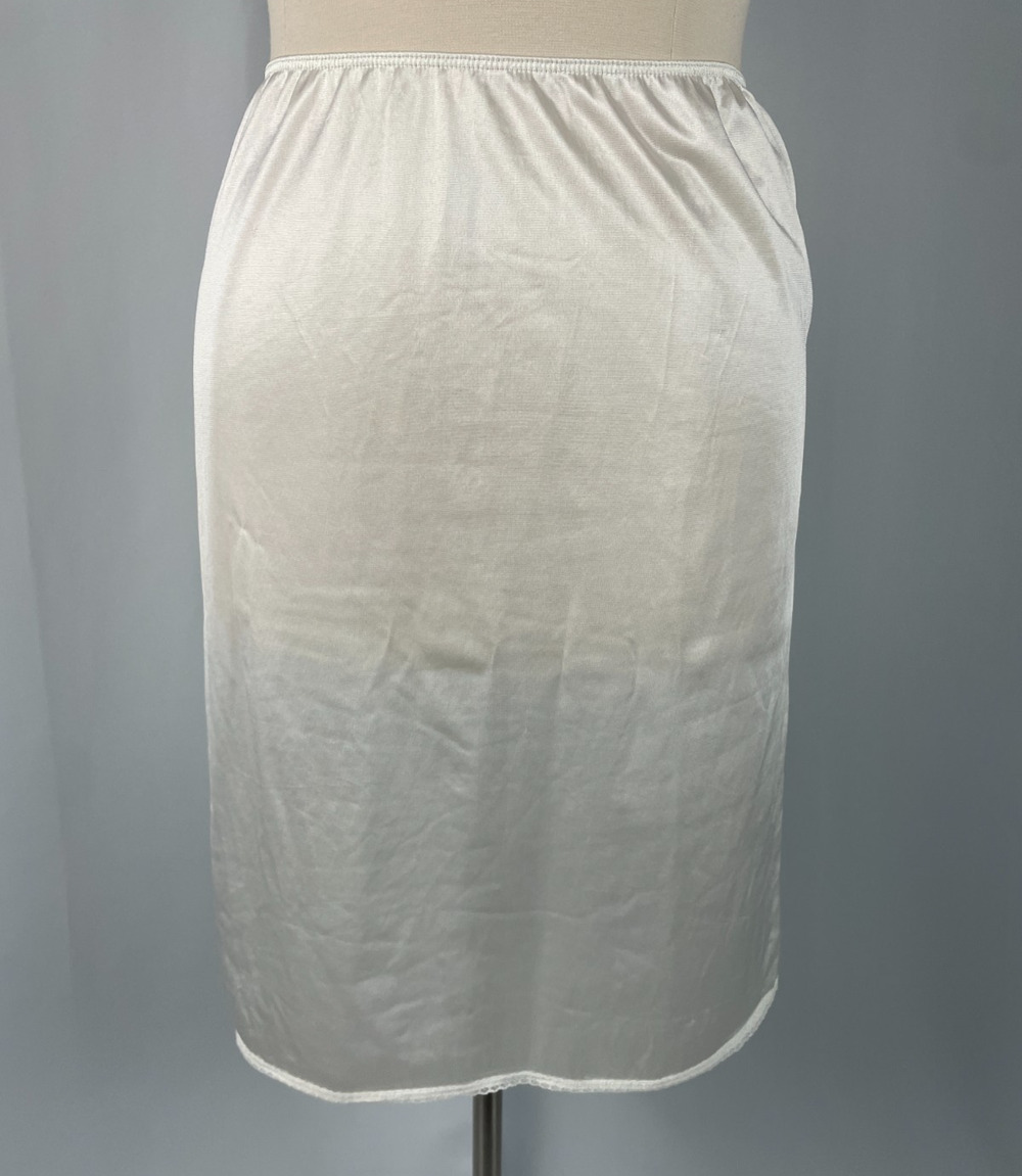 Vintage Sears Half Slip Skirt Size Large White Nylon Silky Satin Lace Hem